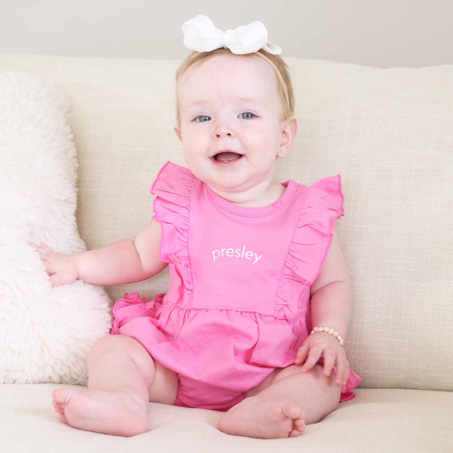 Embroidered Sleeveless Ruffle Bubble Romper