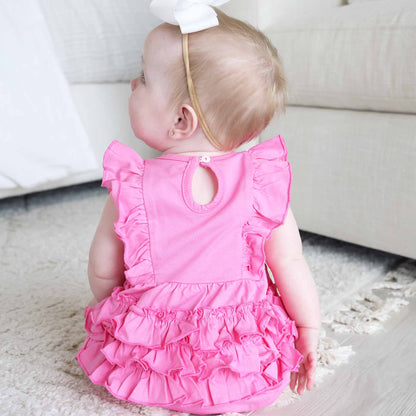 Embroidered Sleeveless Ruffle Bubble Romper