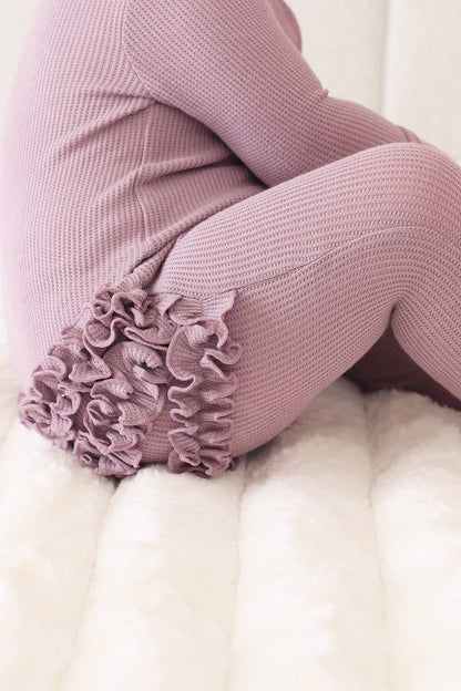 Embroidered Bamboo Waffle Zipper Ruffle Footies | In Bloom