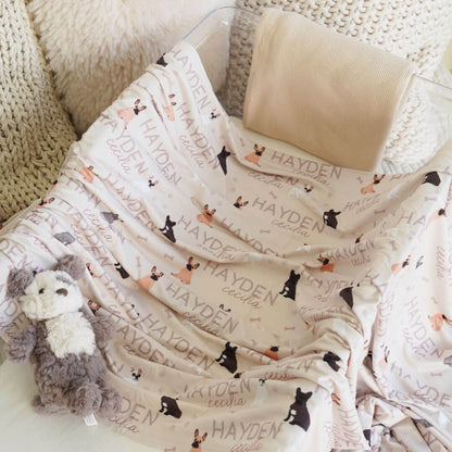 Personalized Baby Name Swaddle Blanket | Dog Breeds
