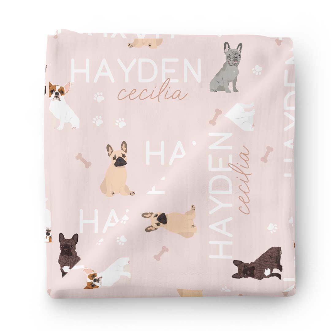 Personalized Baby Name Swaddle Blanket | Dog Breeds