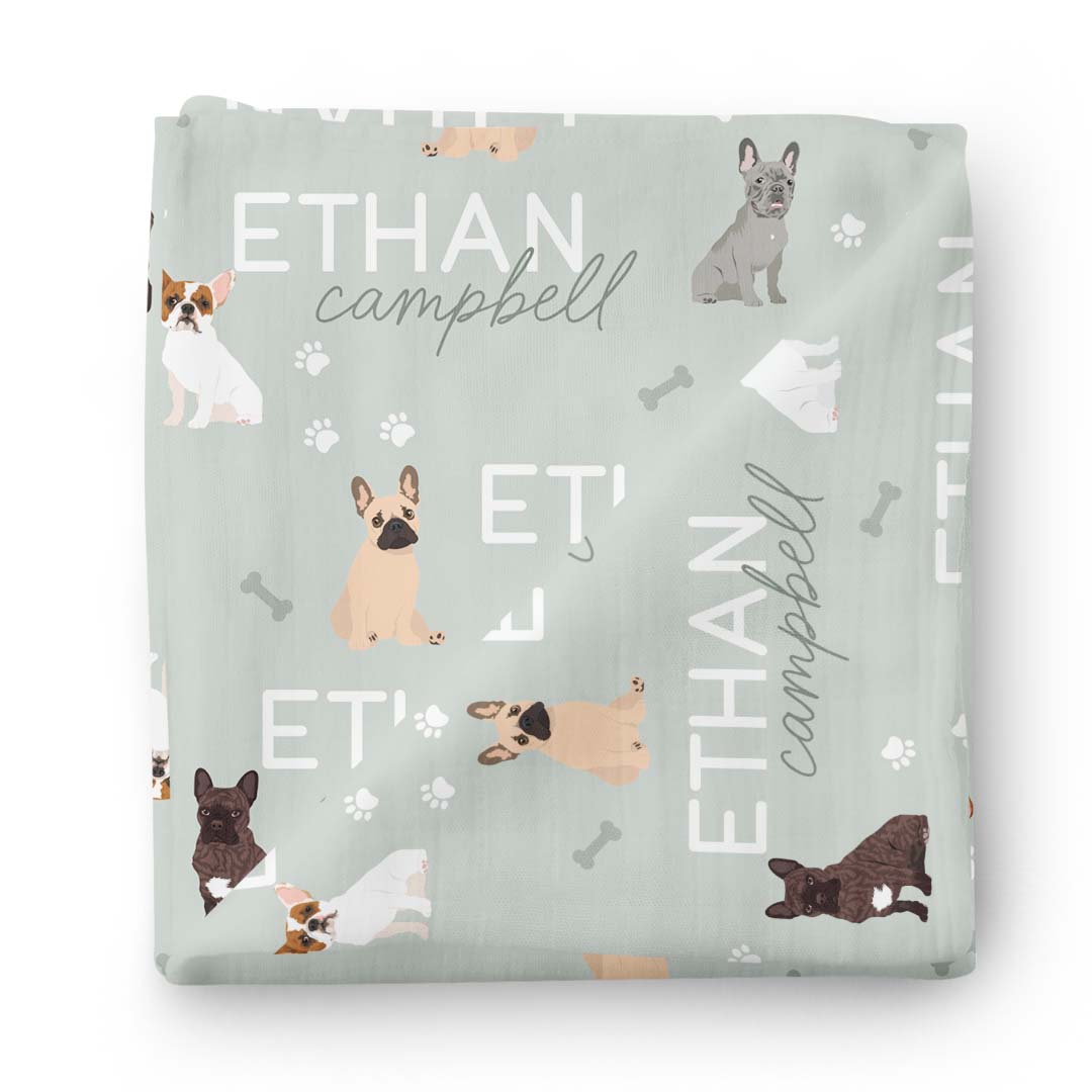 Personalized Baby Name Swaddle Blanket | Dog Breeds