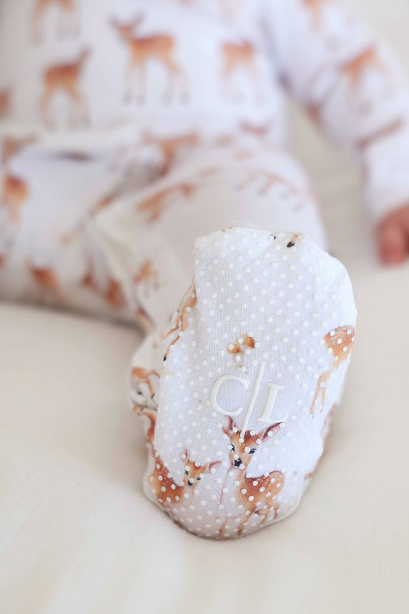 Friendly Fawns Zipper Footie