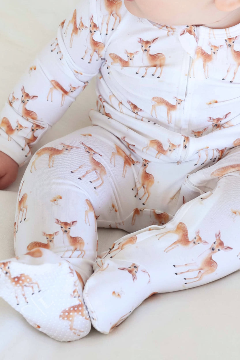 Friendly Fawns Zipper Footie