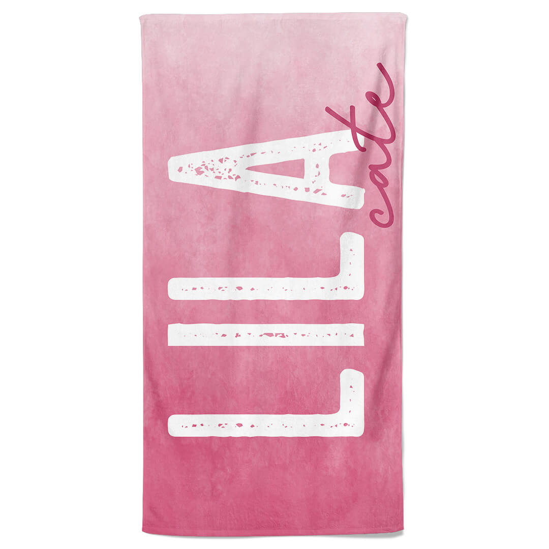 Fuchsia Ombre Personalized Kids Beach Towel