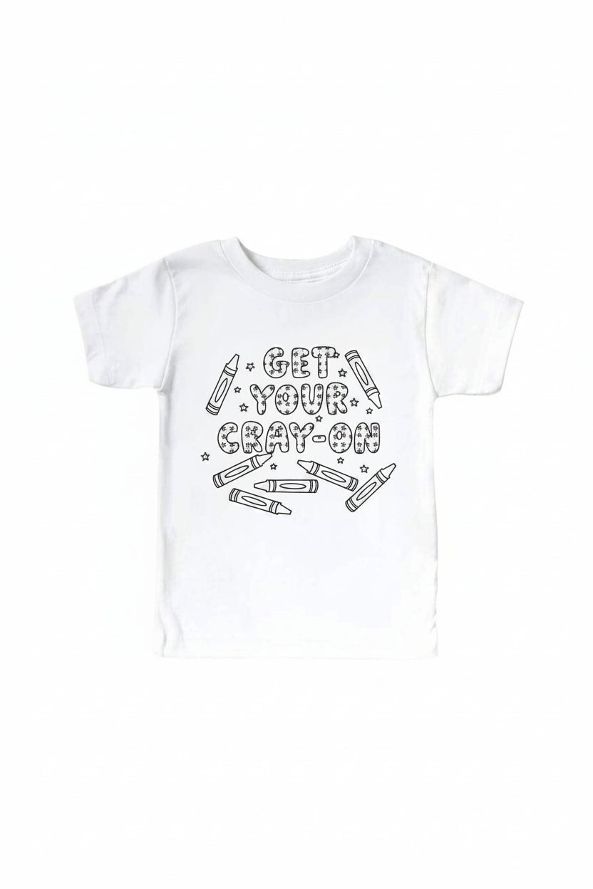 Get Your Cray-On Colorable Kids Graphic Tee | White