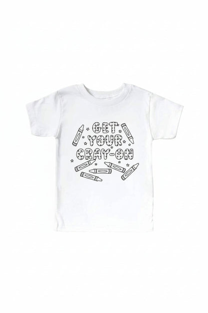 Get Your Cray-On Colorable Kids Graphic Tee | White