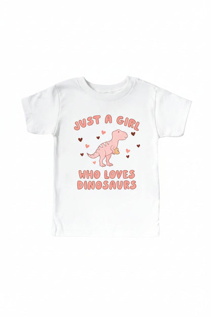 Loves Dinosaurs Kids Graphic Tee | White