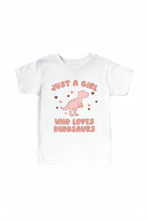 Loves Dinosaurs Kids Graphic Tee | White