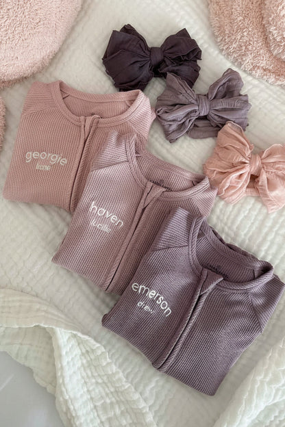 Embroidered Bamboo Waffle Convertible Zip Rompers | In Bloom