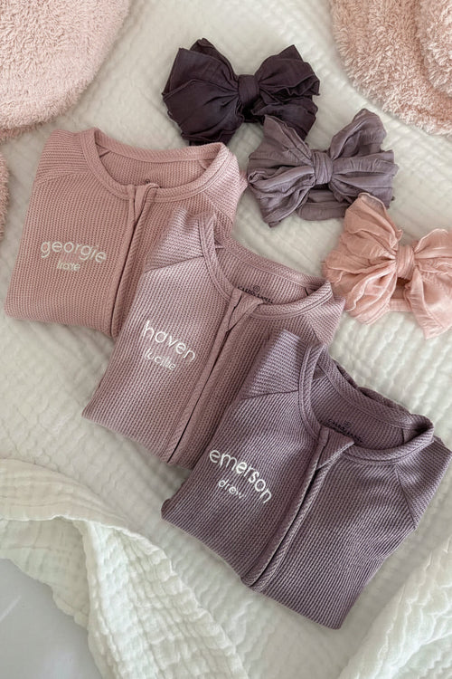 Embroidered Bamboo Waffle Convertible Zip Rompers | In Bloom