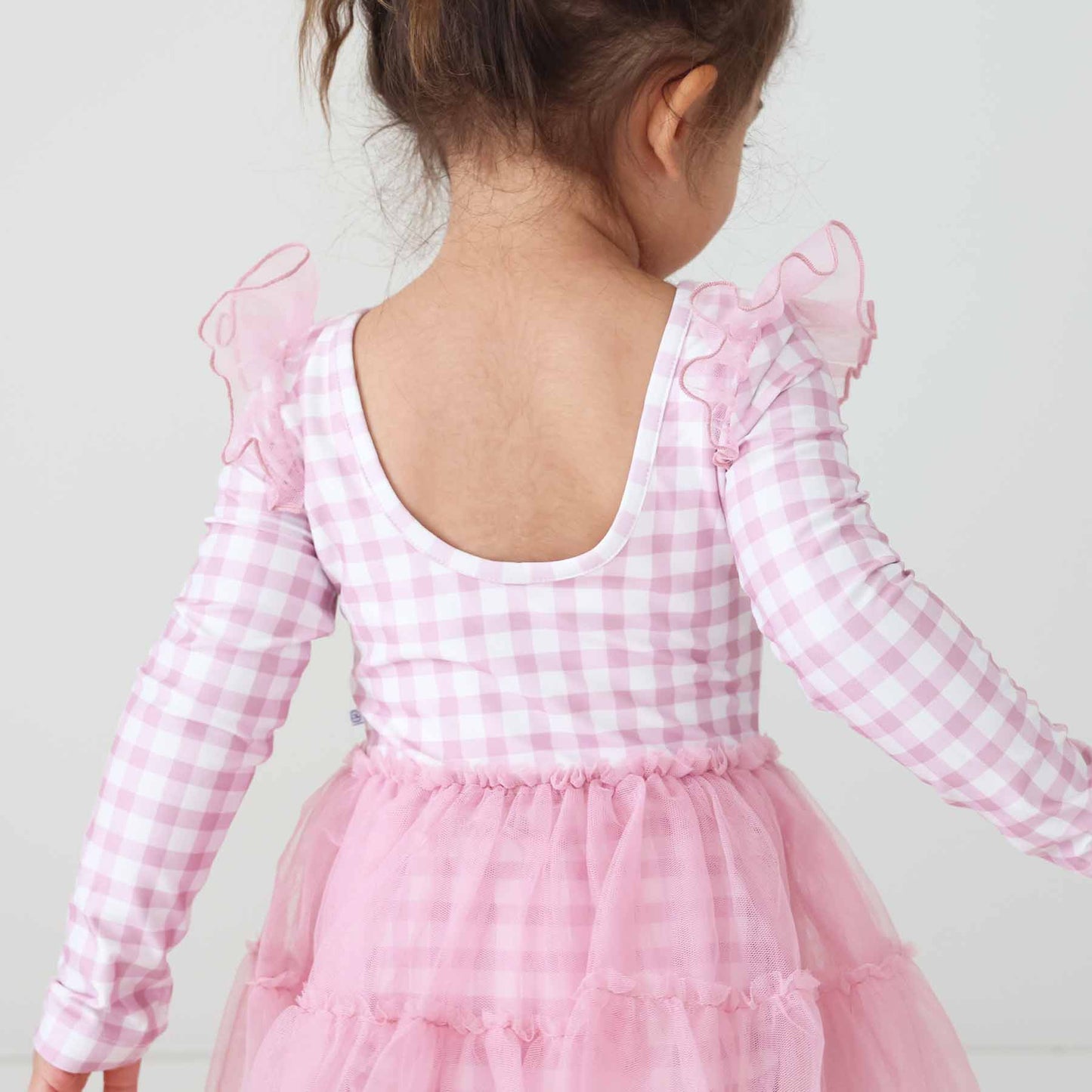 Long Sleeve Ruffle Skirt Leotard | Girly Gingham
