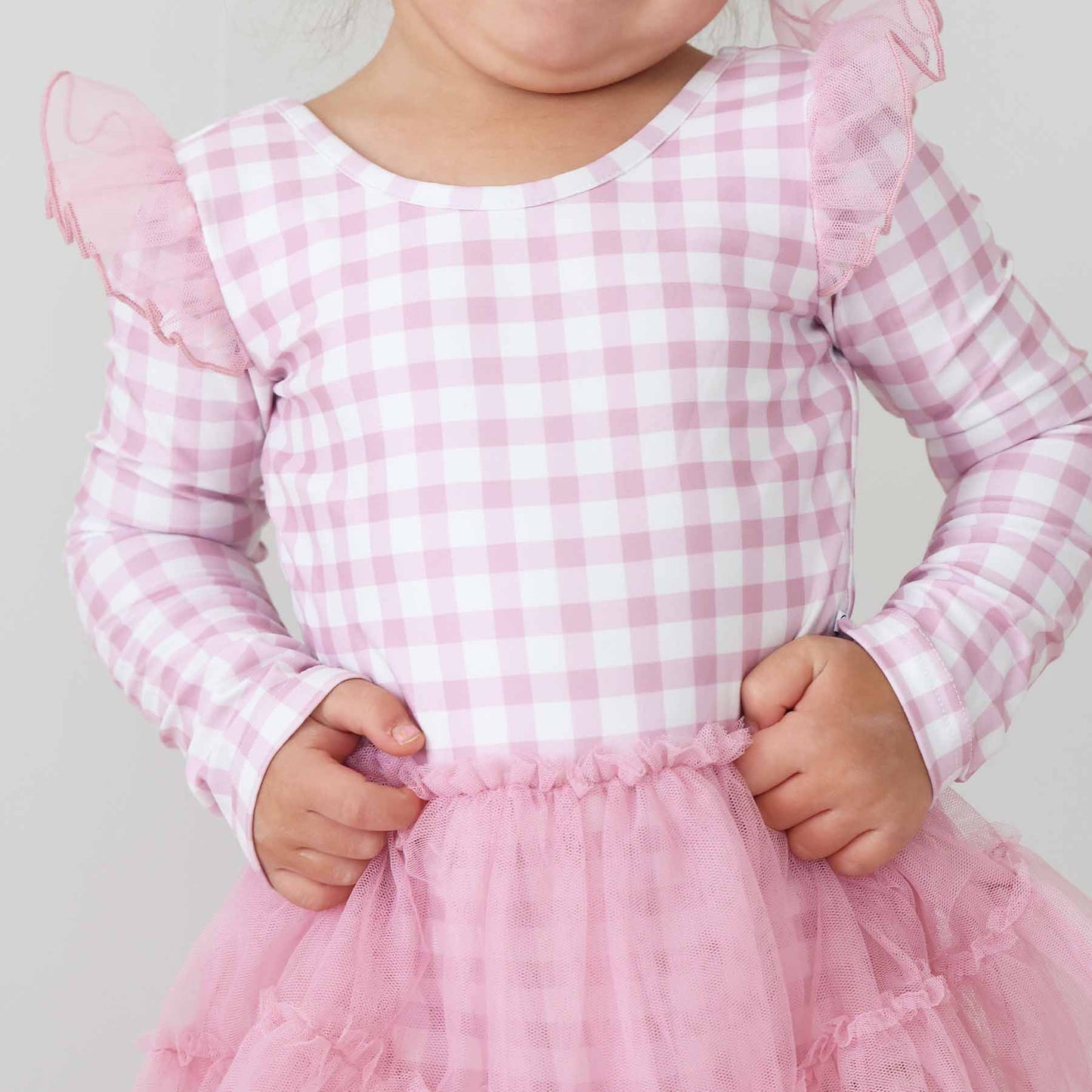 Long Sleeve Ruffle Skirt Leotard | Girly Gingham