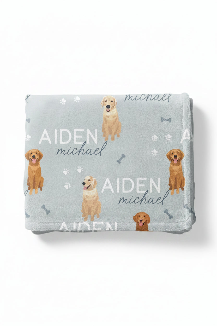 Personalized Kids Blanket | Golden Retriever