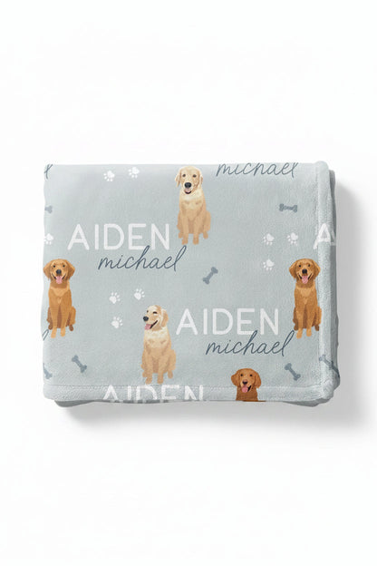 Personalized Kids Blanket | Golden Retriever
