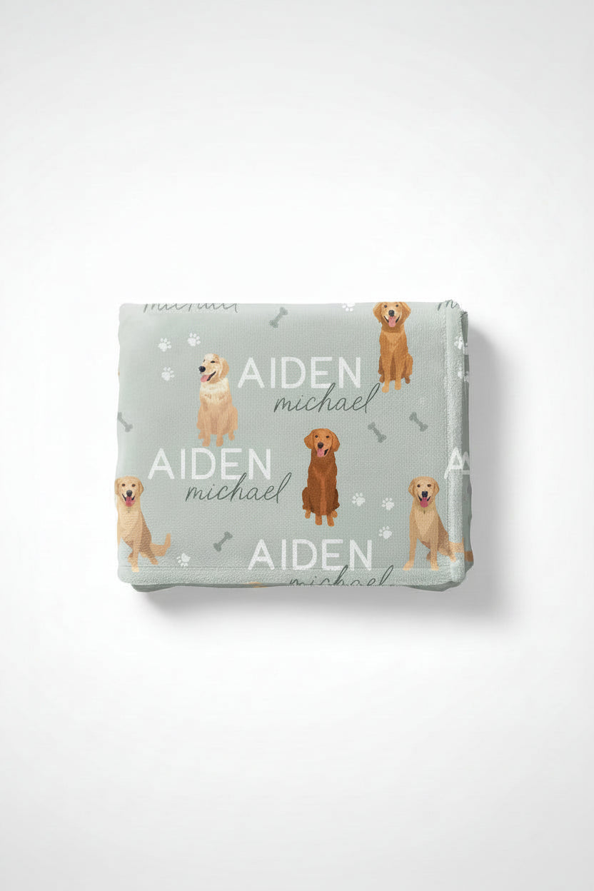 Personalized Kids Blanket | Golden Retriever