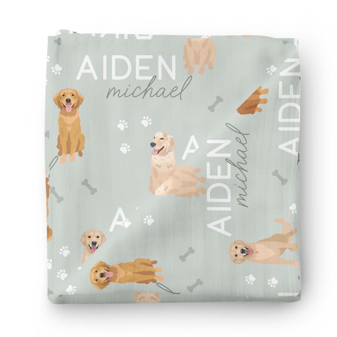 Personalized Baby Name Swaddle Blanket | Dog Breeds