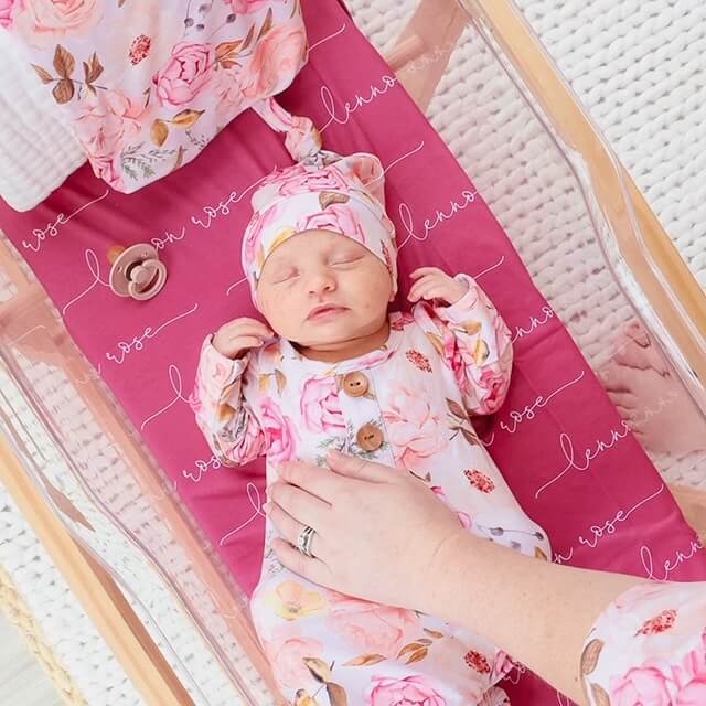 Personalized Fuchsia Baby Name Swaddle Blanket - Script