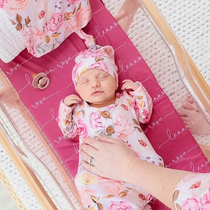 Personalized Fuchsia Baby Name Swaddle Blanket - Script