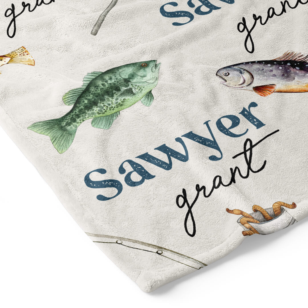 Gone Fishing | Personalized Kids Blanket