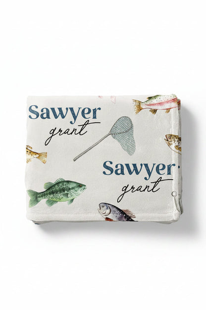 Gone Fishing | Personalized Kids Blanket