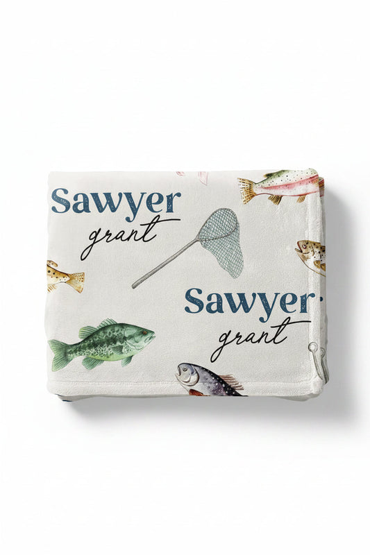 Gone Fishing | Personalized Kids Blanket