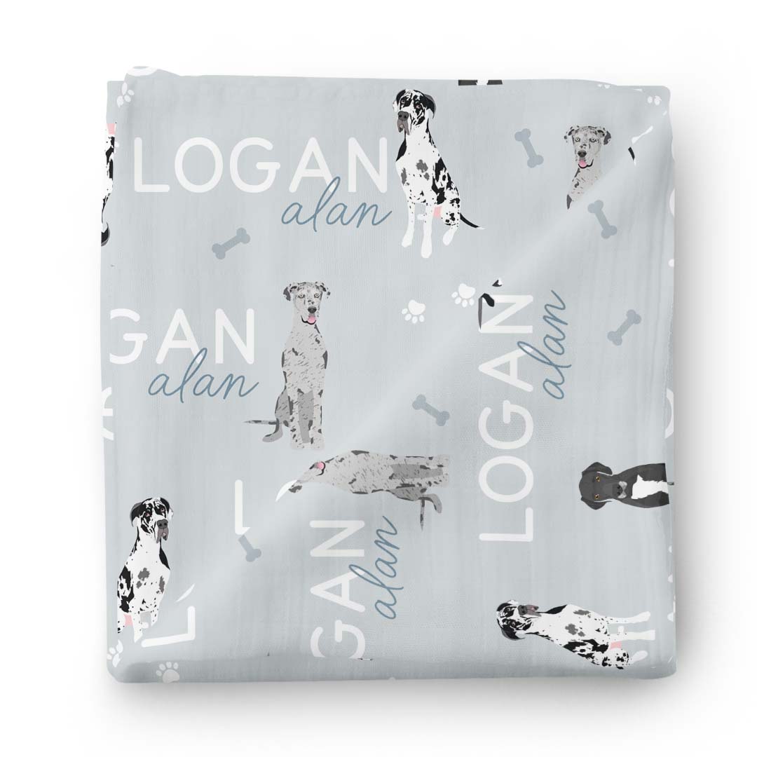 Personalized Baby Name Swaddle Blanket | Dog Breeds