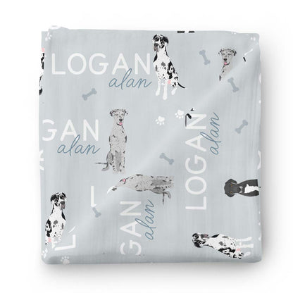 Personalized Baby Name Swaddle Blanket | Dog Breeds