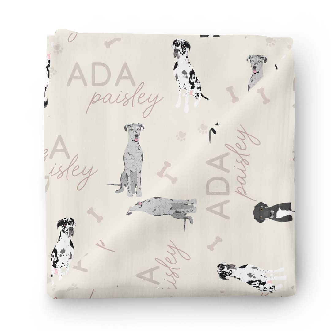 Personalized Baby Name Swaddle Blanket | Dog Breeds