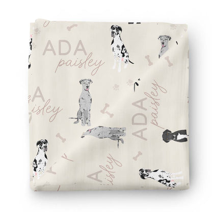 Personalized Baby Name Swaddle Blanket | Dog Breeds