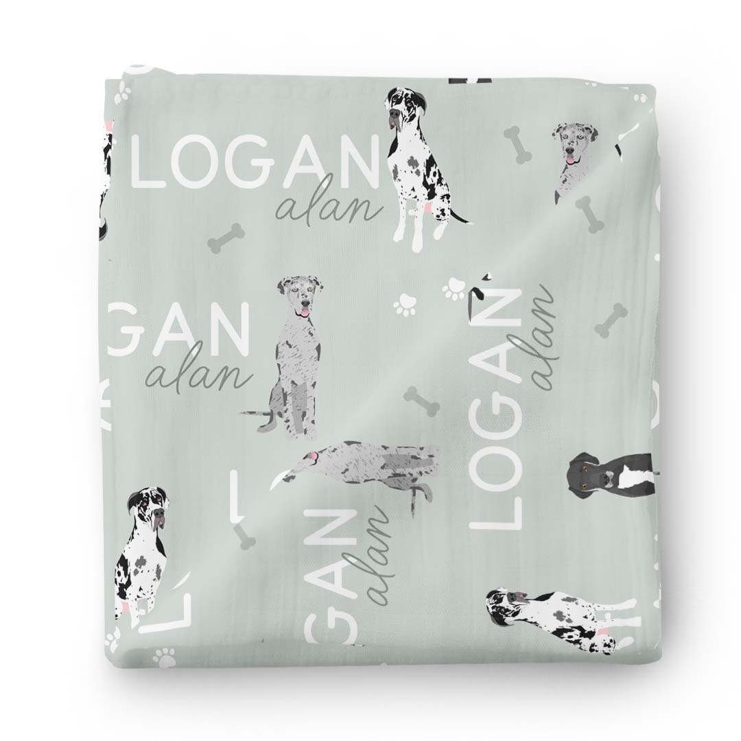 Personalized Baby Name Swaddle Blanket | Dog Breeds