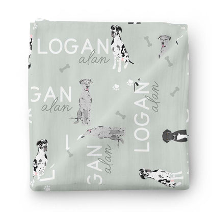 Personalized Baby Name Swaddle Blanket | Dog Breeds