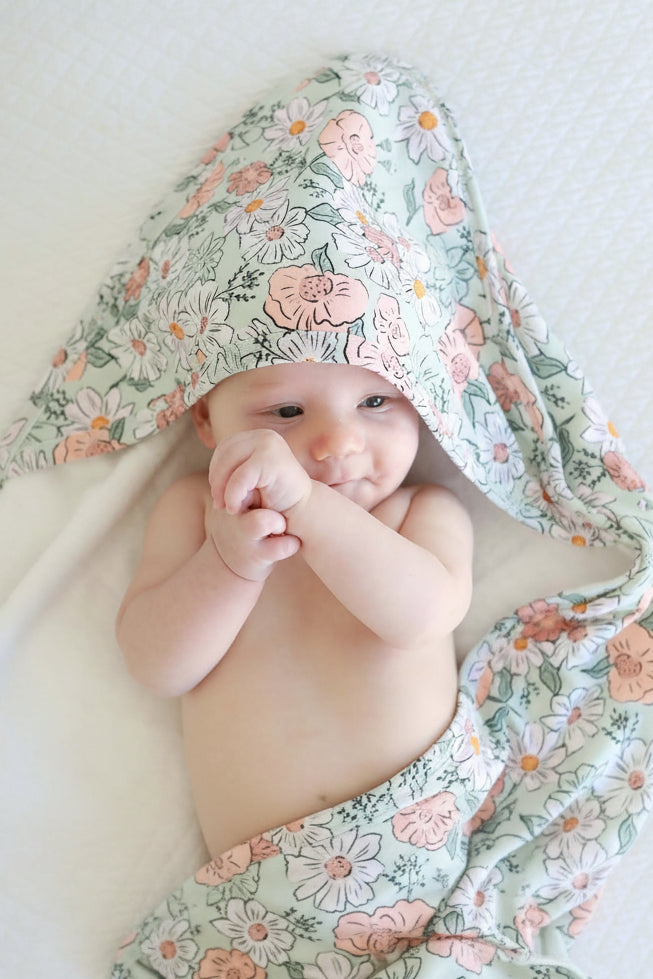 Bamboo Hooded Towel | Peach Poppies