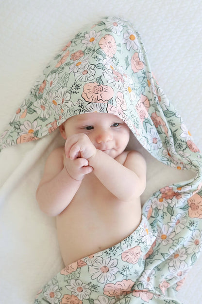 Bamboo Hooded Towel | Peach Poppies