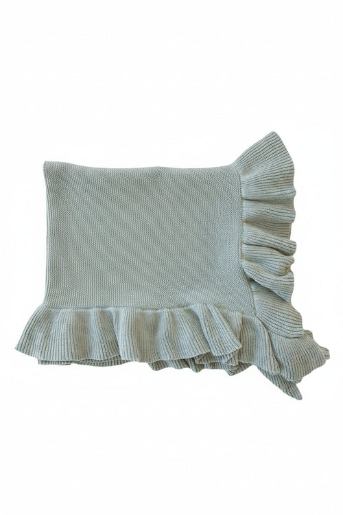Knit Blanket With Ruffle | Smoke