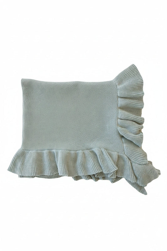 Knit Blanket With Ruffle | Smoke
