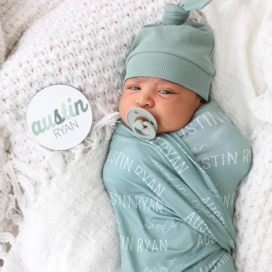 Personalized Colorful Script Baby Name Announcement