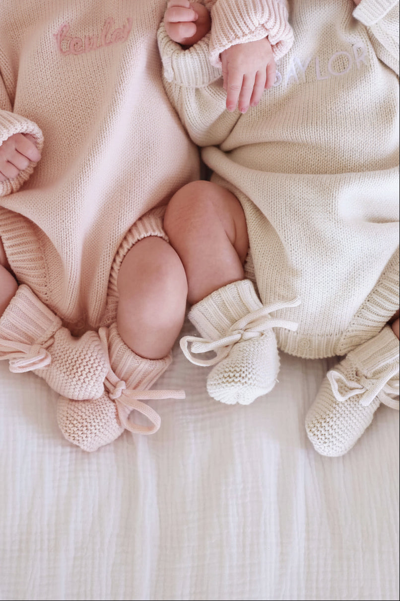 Knit Baby Booties | Tea Rose