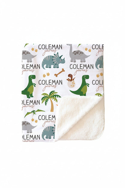 Happy Dinos Personalized Toddler Blanket | Neutral