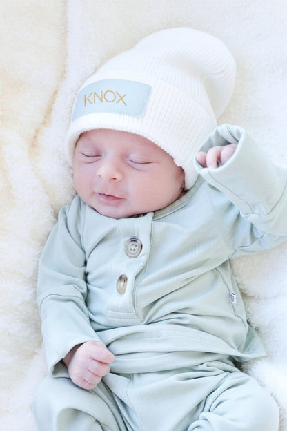 Personalized Leather Patch Beanie | All Colors