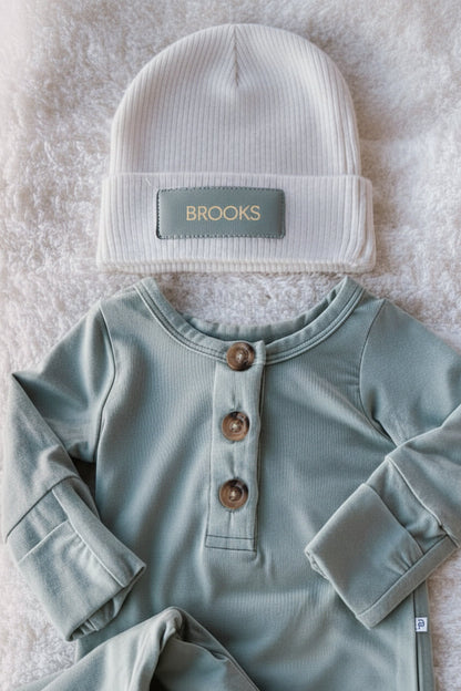 Personalized Leather Patch Beanie | All Colors