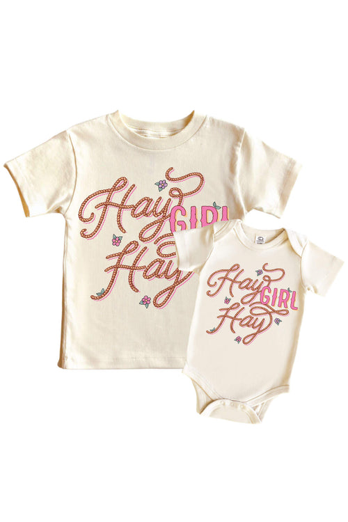 Hay Girl Hay Graphic Bodysuit & Kids Tee | Natural