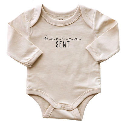 Heaven Sent Long Sleeve Graphic Bodysuit | Natural