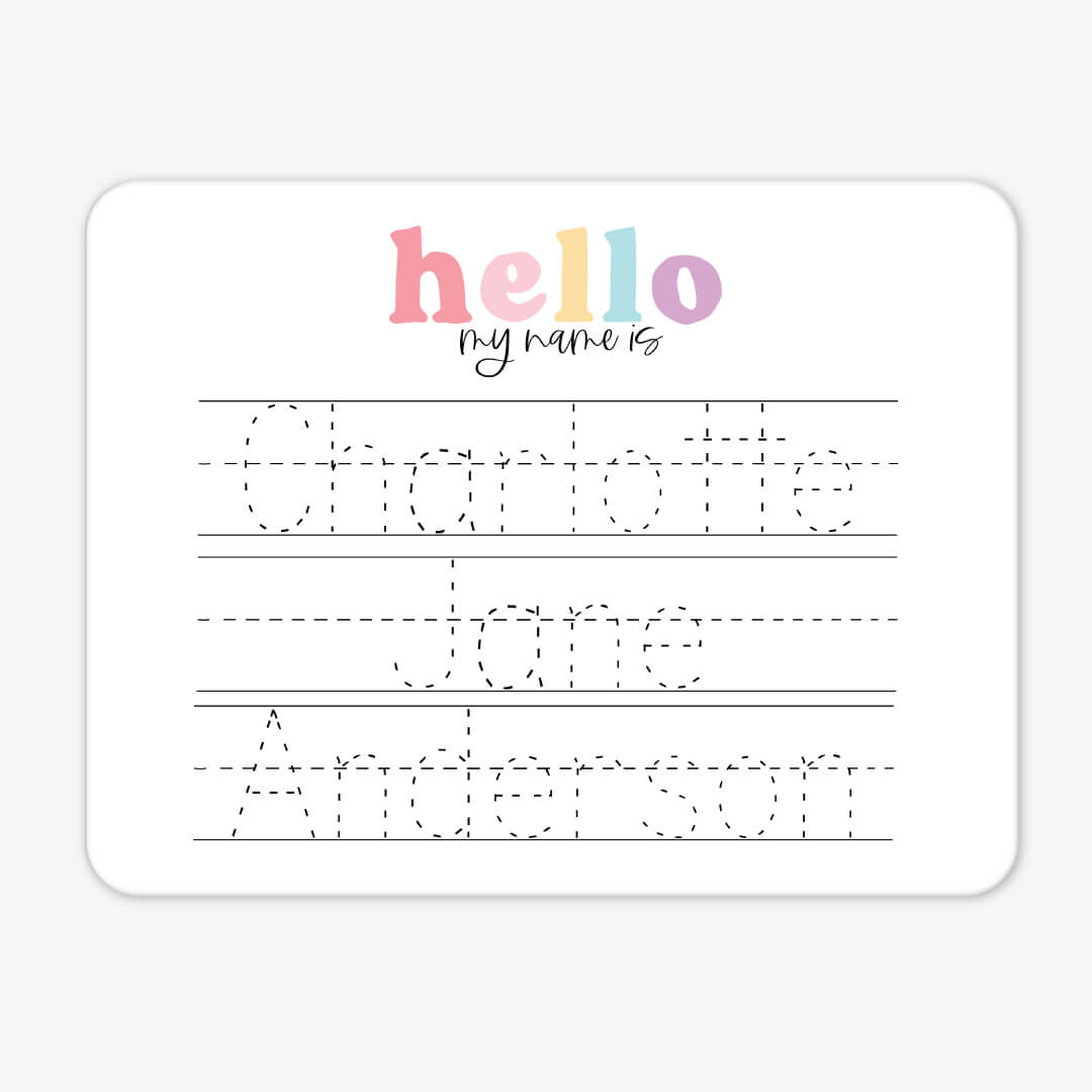 Kids Personalized Whiteboard | Hello My Name Is - Pink