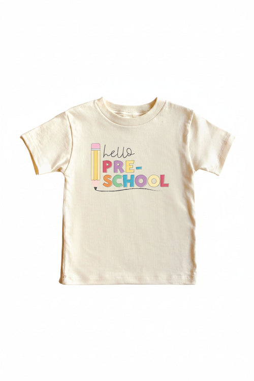 Hello New Grade Pencil Kids Graphic Tee | Natural