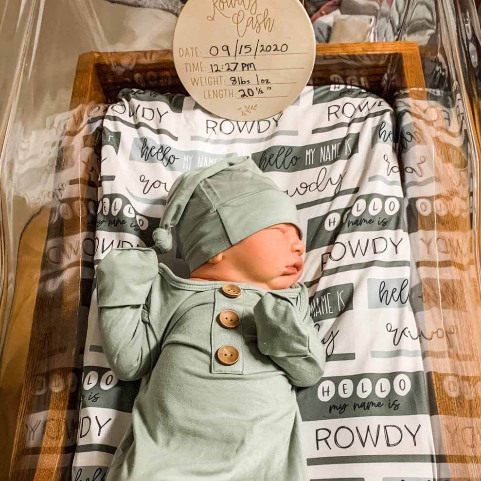 Hello My Name Is Personalized Swaddle Blanket GREENS