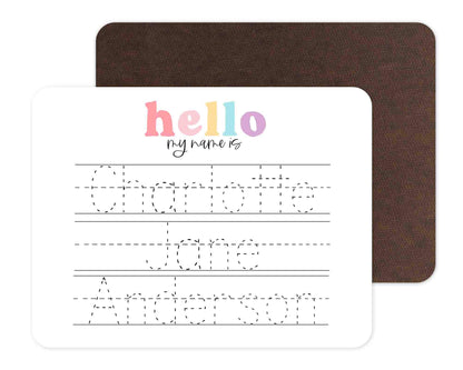 Kids Personalized Whiteboard | Hello My Name Is - Pink