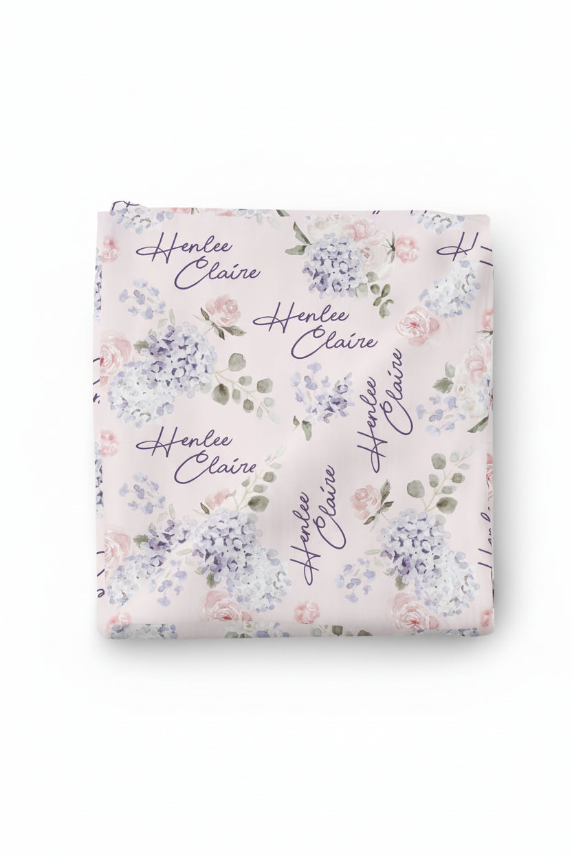 Henlee's Hydrangea Personalized Baby Name Swaddle