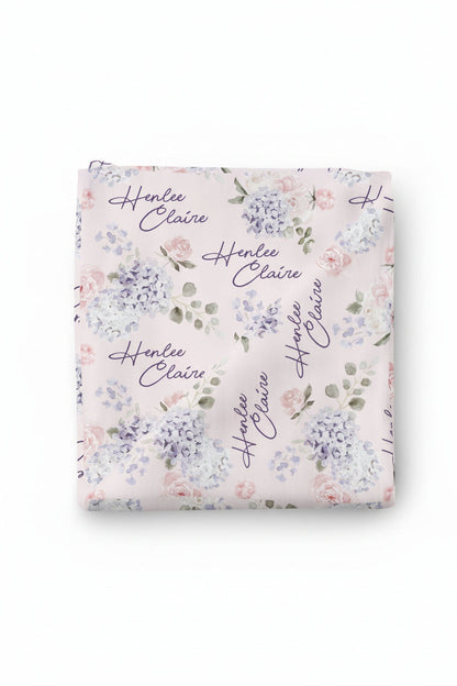 Henlee's Hydrangea Personalized Baby Name Swaddle