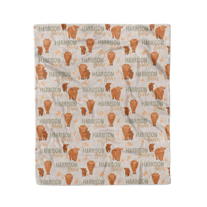 Happy Highland Cows Personalized Kids Blanket